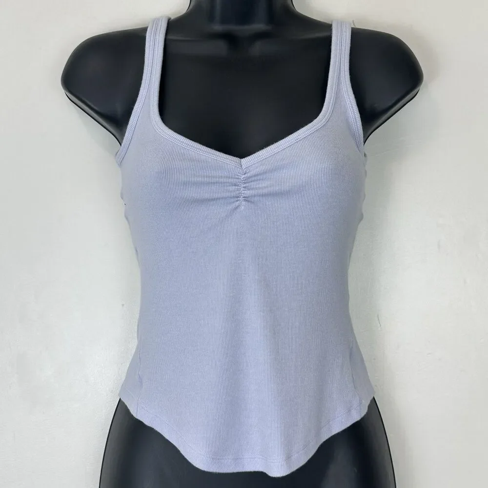 Lululemon Hold Tight Sweetheart Tank Top Serene Blue Sz 4 Ribbed LW1FR5S Casua
